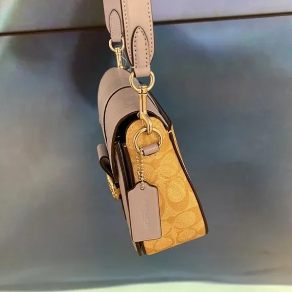 Coach Georgie Saddle Bag In Signature Canvas Light Khaki / Marble Blue - Picture 4 of 16